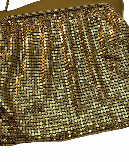 VTG Whiting & Davis gold chain mail evening bag