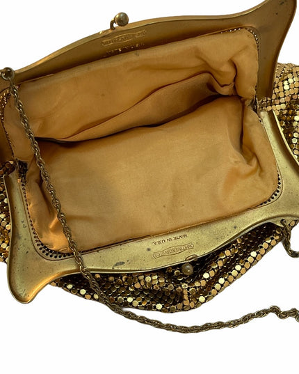 VTG Whiting & Davis gold chain mail evening bag