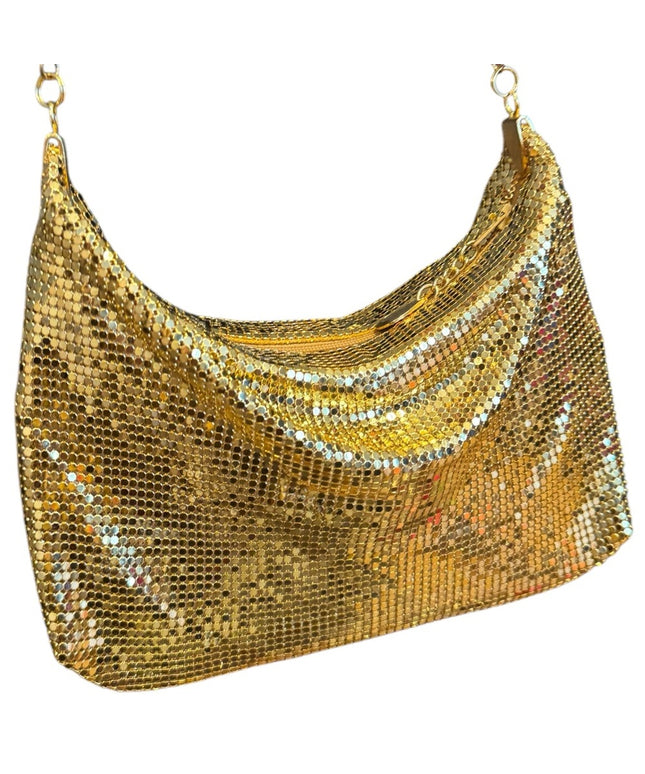 Vintage 1960s Hong Kong Gold Metal Mesh Chain shoulder Bag