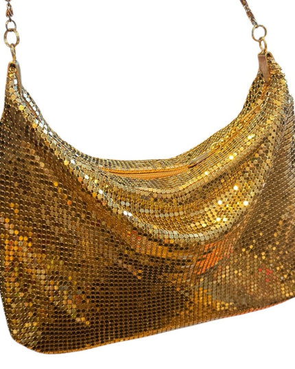 Vintage 1960s Hong Kong Gold Metal Mesh Chain shoulder Bag