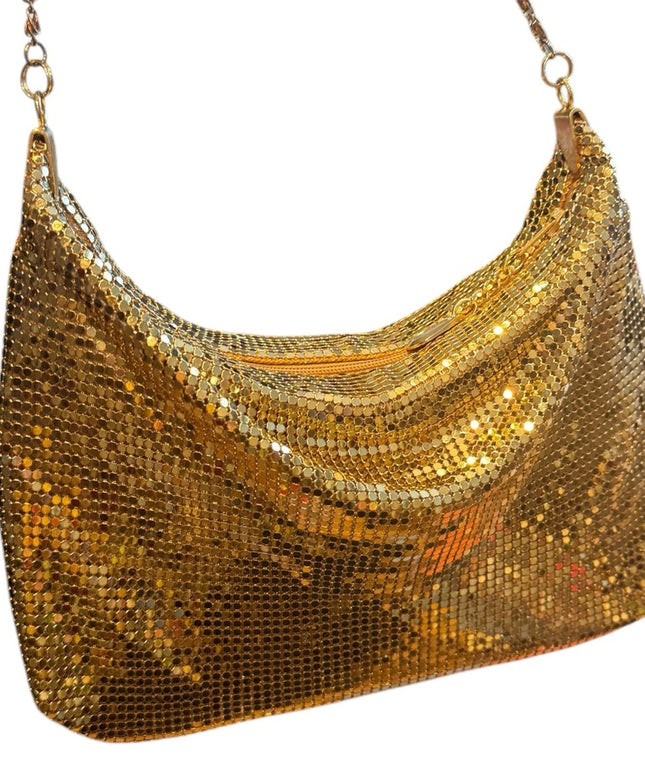 Vintage 1960s Hong Kong Gold Metal Mesh Chain shoulder Bag