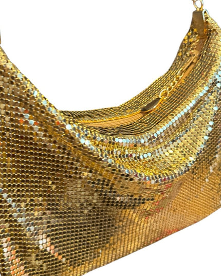 Vintage 1960s Hong Kong Gold Metal Mesh Chain shoulder Bag