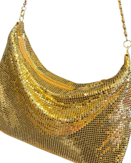 Vintage 1960s Hong Kong Gold Metal Mesh Chain shoulder Bag