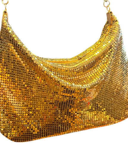 Vintage 1960s Hong Kong Gold Metal Mesh Chain shoulder Bag