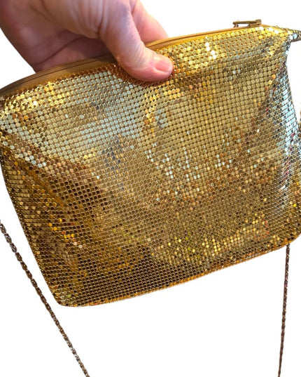 Vintage 1960s Hong Kong Gold Metal Mesh Chain shoulder Bag