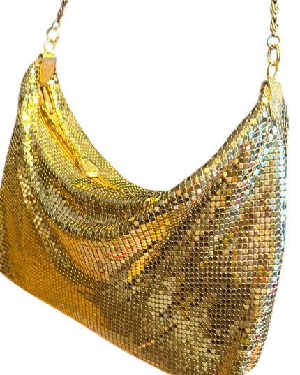 Vintage 1960s Hong Kong Gold Metal Mesh Chain shoulder Bag