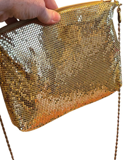 Vintage 1960s Hong Kong Gold Metal Mesh Chain shoulder Bag