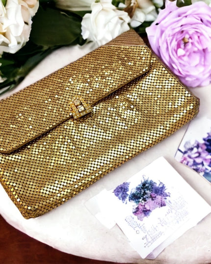 Vintage Whiting & Davis gold mesh clutch purse