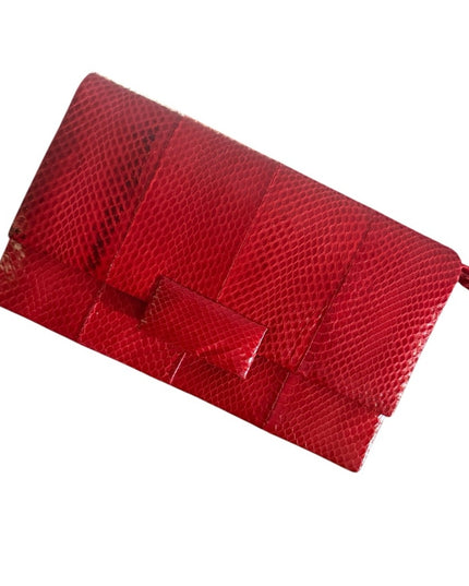 Vintage Whiting & Davis Elegant Red genuine snakeskin Clutch shoulder bag