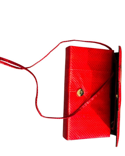 Vintage Whiting & Davis Elegant Red genuine snakeskin Clutch shoulder bag