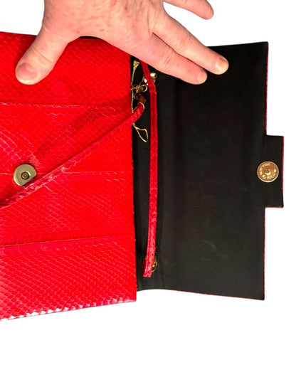 Vintage Whiting & Davis Elegant Red genuine snakeskin Clutch shoulder bag