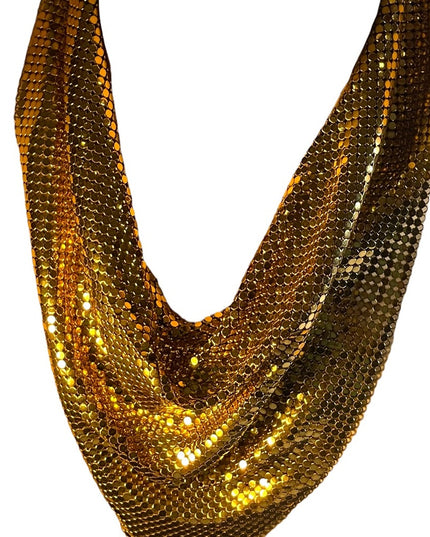 Vintage 1960 Gold metal mesh chain mail Whiting & Davis bib necklace