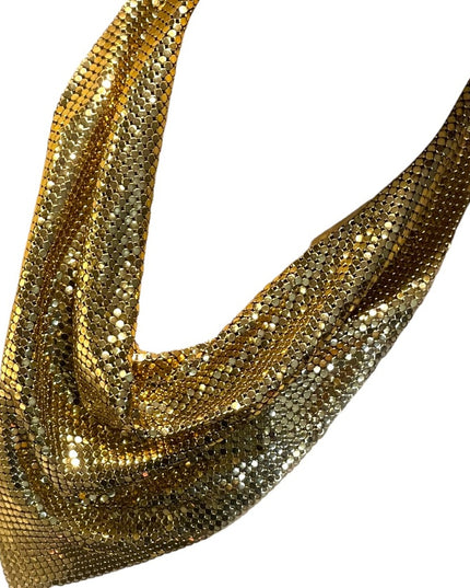 Vintage 1960 Gold metal mesh chain mail Whiting & Davis bib necklace