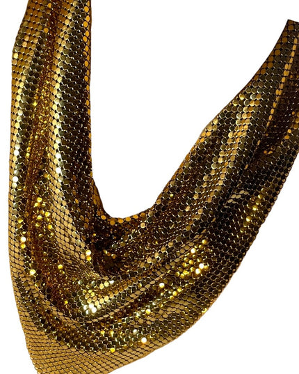 Vintage 1960 Gold metal mesh chain mail Whiting & Davis bib necklace