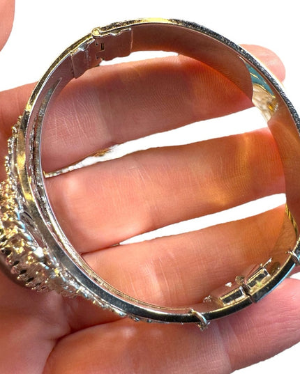 Vintage Whiting and Davis Vintage Bangle 2.5” with safety chain