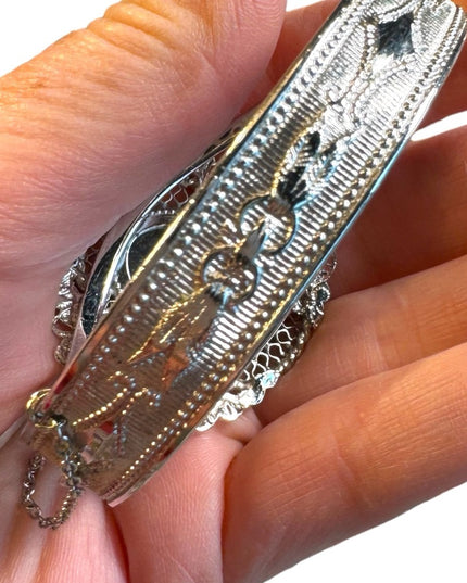 Vintage Whiting and Davis Vintage Bangle 2.5” with safety chain