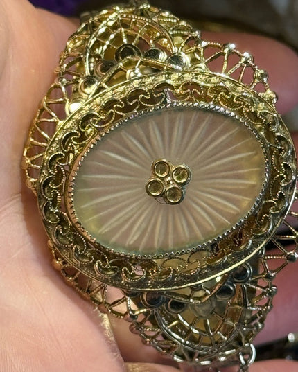 Vintage Whiting & Davis gold finish Bracelet bangle 2.5”
