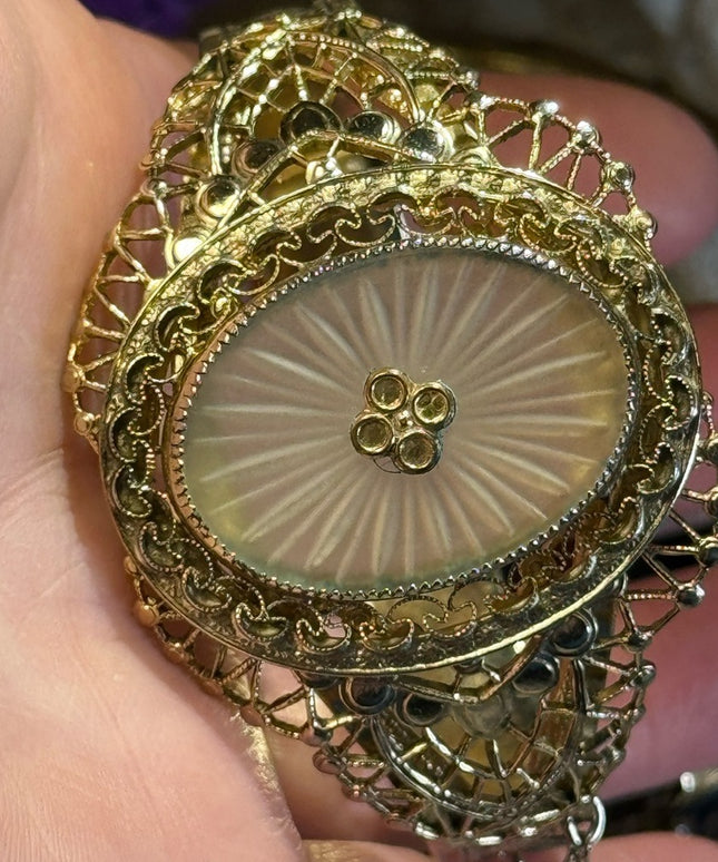 Vintage Whiting & Davis gold finish Bracelet bangle 2.5”