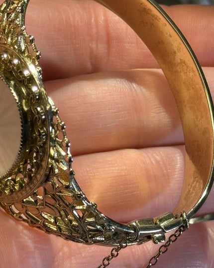 Vintage Whiting & Davis gold finish Bracelet bangle 2.5”
