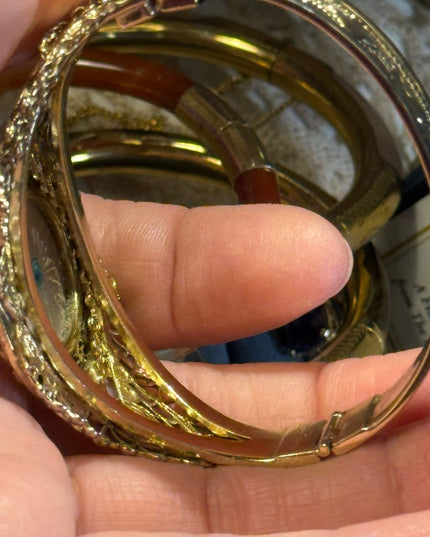 Vintage Whiting & Davis gold finish Bracelet bangle 2.5”