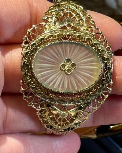 Vintage Whiting & Davis gold finish Bracelet bangle 2.5”