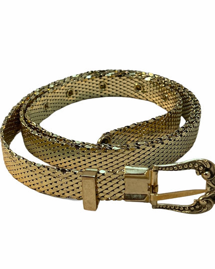 Whiting & Davis Vintage fancy Gold metal mesh belt 40”