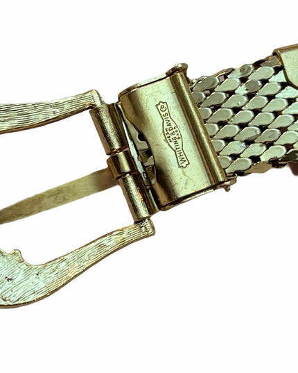 Whiting & Davis Vintage fancy Gold metal mesh belt 40”
