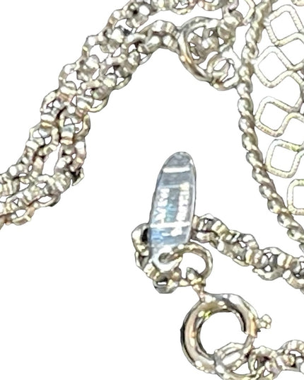 Vintage 1980s Whiting & Davis Intalgio Glass cameo silver finish Cameo necklace