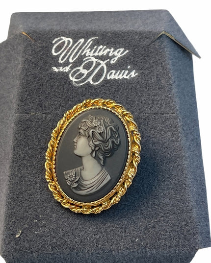 Vintage Whiting & Davis cameo brooch