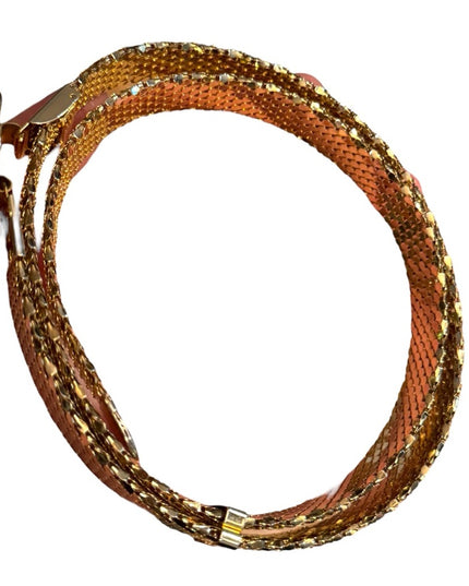 Vintage 1960s Floral & Metal Mesh Gold Rose Belt High Quality