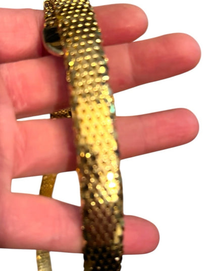 Vintage 1960s Floral & Metal Mesh Gold Rose Belt High Quality