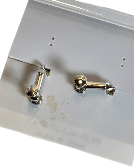 NWC Whiting & Davis Mesh earrings vintage screw back silver finish