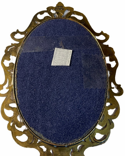 Vintage Blue Boy Italy metal oval fancy picture