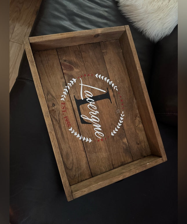 Custom handmade Wooden Serving Tray  Vintage Lavergene Design