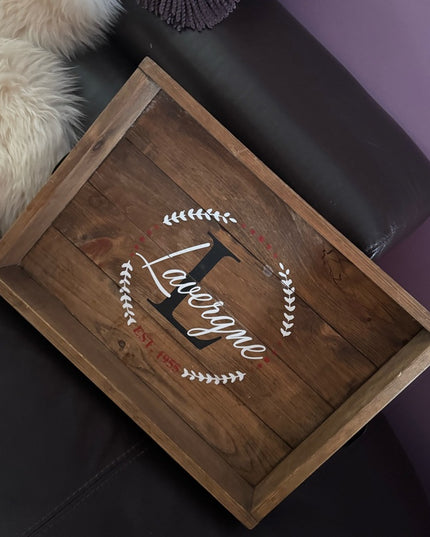 Custom handmade Wooden Serving Tray  Vintage Lavergene Design