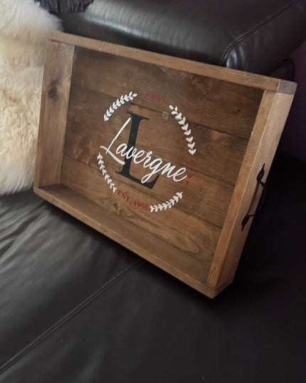 Custom handmade Wooden Serving Tray  Vintage Lavergene Design
