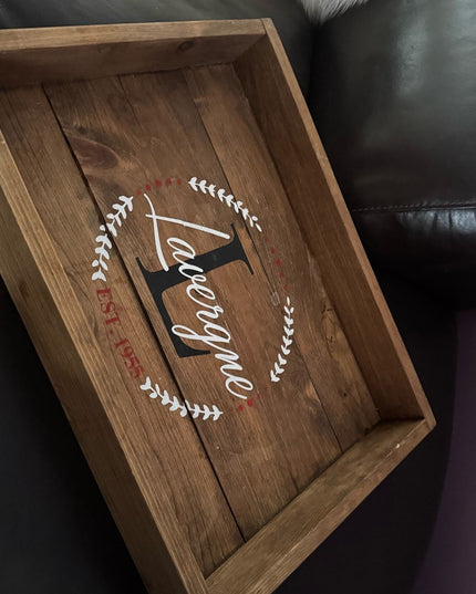 Custom handmade Wooden Serving Tray  Vintage Lavergene Design