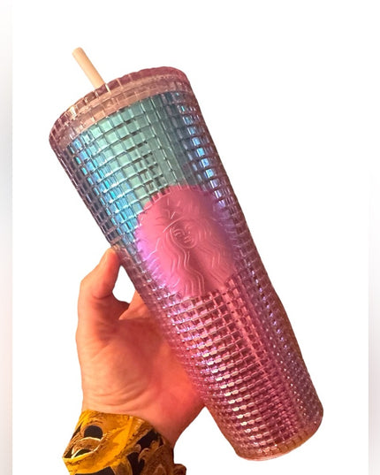 Starbucks Summer 2021 Pink and Blue Grid Tumbler 24oz