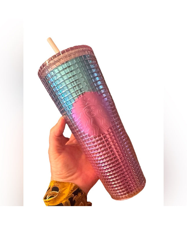 Starbucks Summer 2021 Pink and Blue Grid Tumbler 24oz