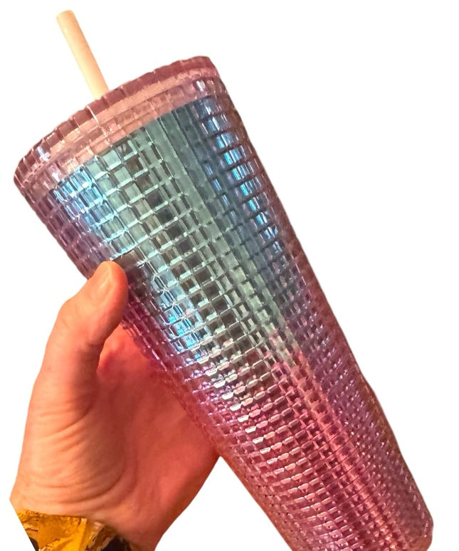 Starbucks Summer 2021 Pink and Blue Grid Tumbler 24oz