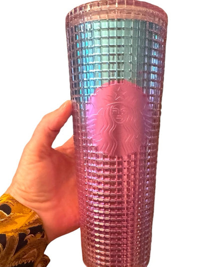 Starbucks Summer 2021 Pink and Blue Grid Tumbler 24oz