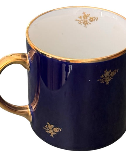 Elegant Vintage Limoges Eiffel Tower Like new Gold and Blue Souvenir Mug