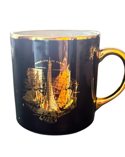 Elegant Vintage Limoges Eiffel Tower Like new Gold and Blue Souvenir Mug