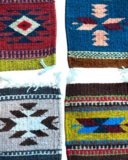 Vintage Mexico Southwesten Handwoven Geometric Pattern Coasters x4 pcs
