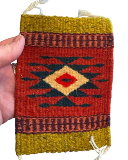 Vintage Mexico Southwesten Handwoven Geometric Pattern Coasters x4 pcs