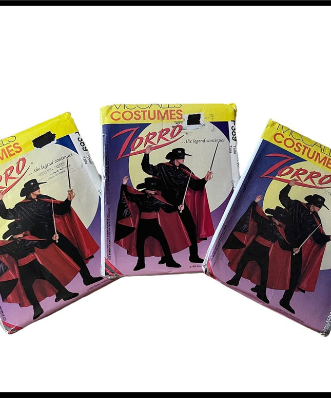 Lot of 3 various sz Uncut Sewing patterns adult child ZORRO halloween costume