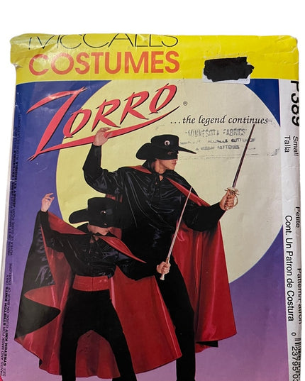 Lot of 3 various sz Uncut Sewing patterns adult child ZORRO halloween costume