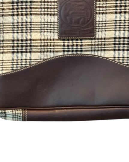 5/A Baker Blanket Co Plaid Tote Bag with Brown Accents Leather Canvas