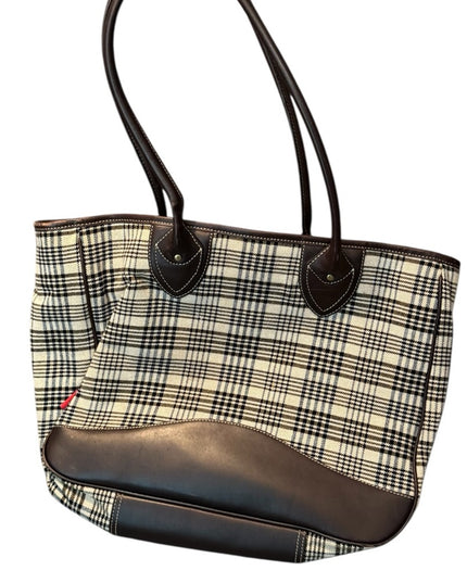 5/A Baker Blanket Co Plaid Tote Bag with Brown Accents Leather Canvas
