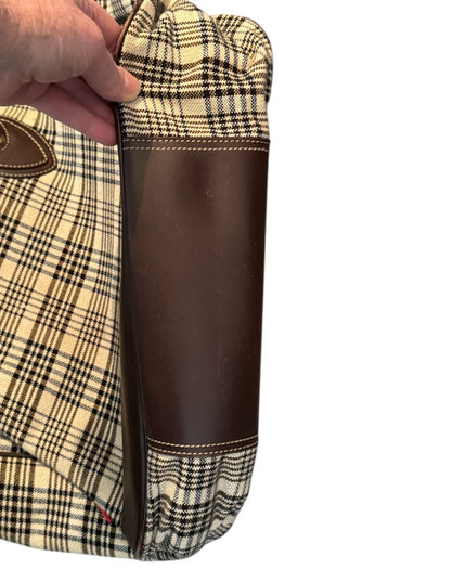 5/A Baker Blanket Co Plaid Tote Bag with Brown Accents Leather Canvas